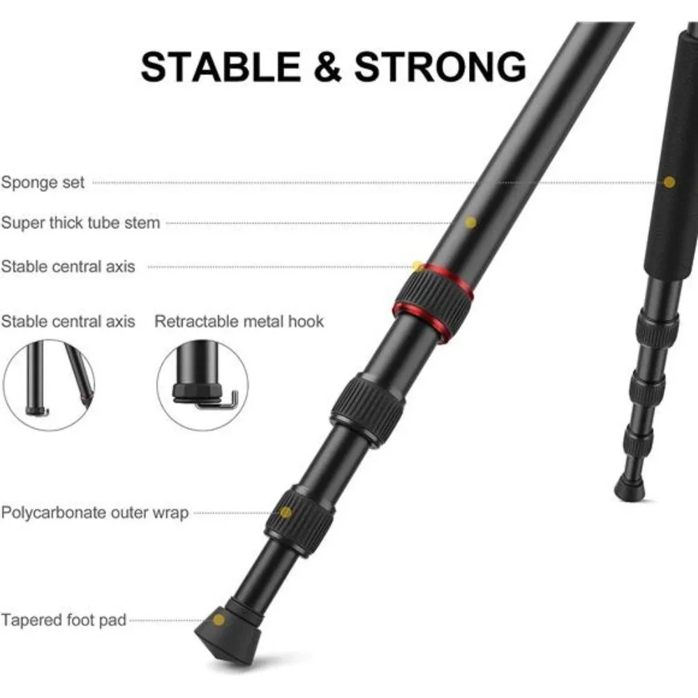78-Inch Camera Tripod with 360° Ball Head - Aluminum (20lbs Load, Includes Bag)